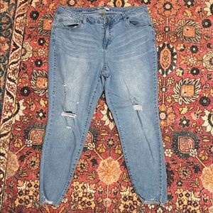 Trendy Blue Ripped Skinny Jeans